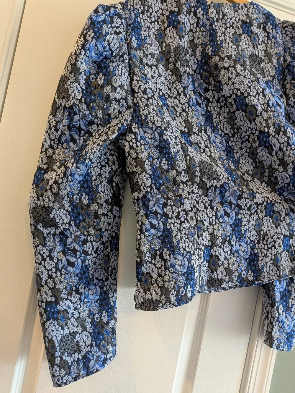 Tuckernuck Hyacinth House Blue Jacquard Priscilla Puff Sleeve Top Size XXL NWOT